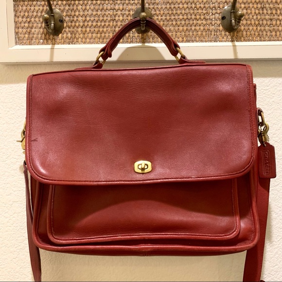 Coach Bags Rare Vintage Red Leather Briefcase Poshmark